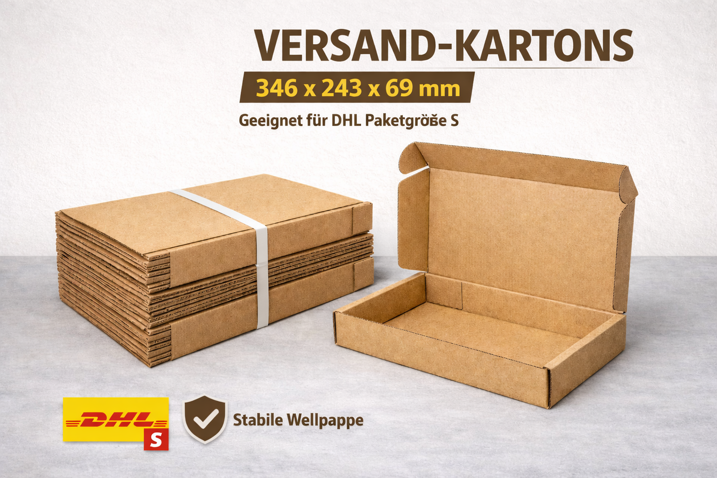 Einwelliger Faltkarton 346 x 243 x 69 mm Versandkarton