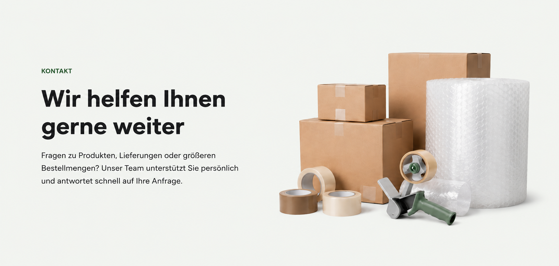 Verpackungsmaterial, Kartons und Klebeband für Versand und Lager