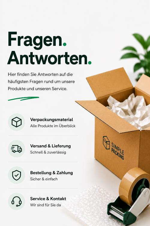 Verpackungsmaterial, Kartons und Klebeband für Versand und Lager