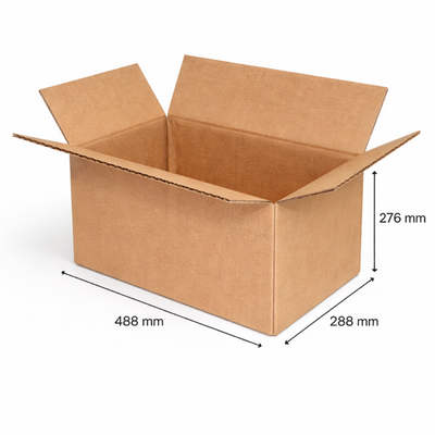 Faltkarton 488 x 288 x 276 mm zweiwellig aus stabiler Wellpappe für sicheren Versand großer und schwerer Waren